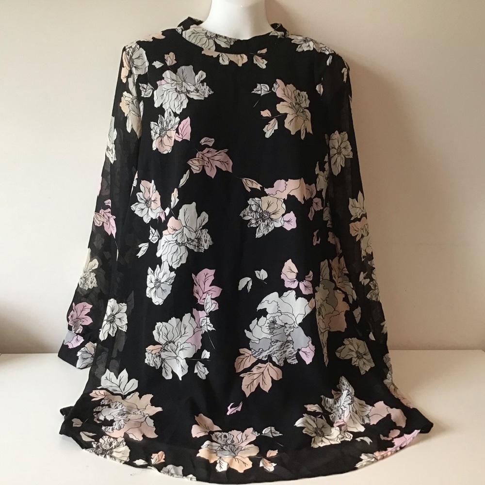Dress Medium Black Pink Floral by Astra
